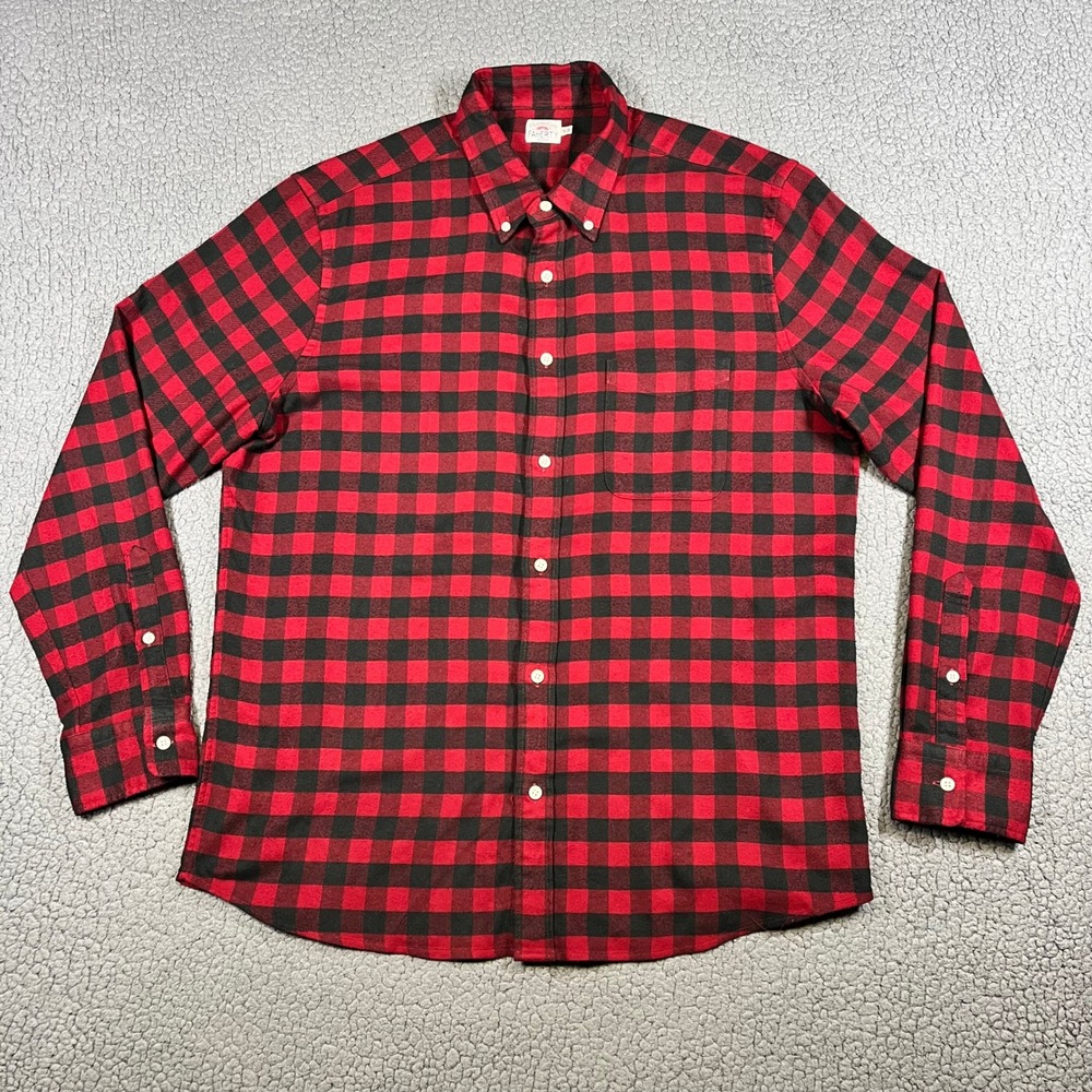 Faherty Brand Button Down Shirt Mens XL Red Black Buffalo Check Flannel Stretch